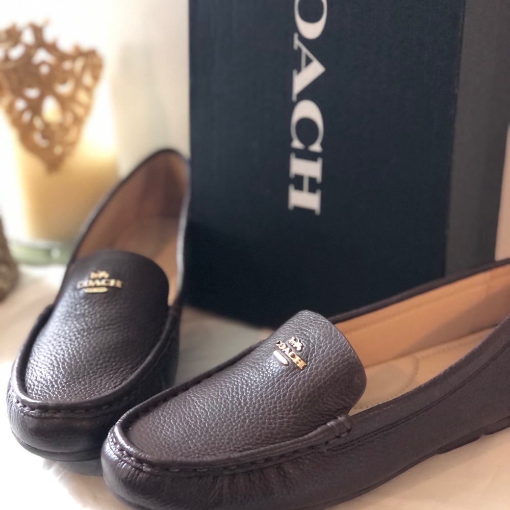 Coach Dark Brown Leather Slip-On shoes